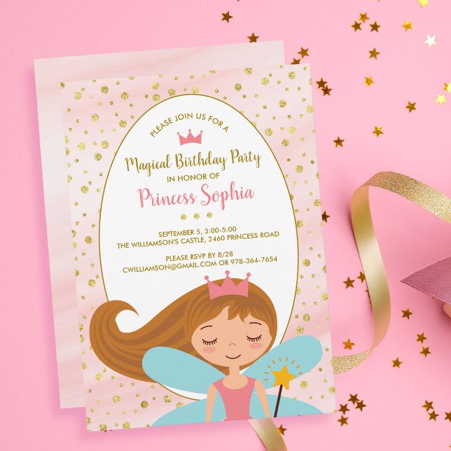 Invitation Fairy Princess Magique Anniversaire Fête Invitatio (Créateur téléchargé)