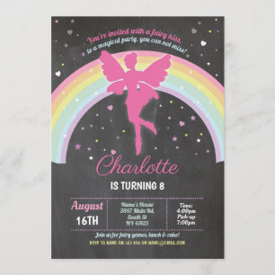 Invitation Fairy Rainbow Party Anniversaire des fées magiques