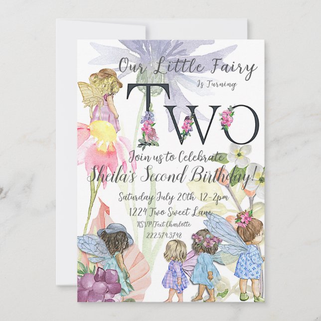 Invitation Fairy Second Birthday (Devant)