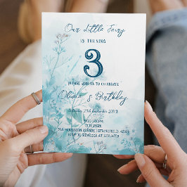 Invitation Fairy Tale Blue Flowers Enfants Anniversaire Fête