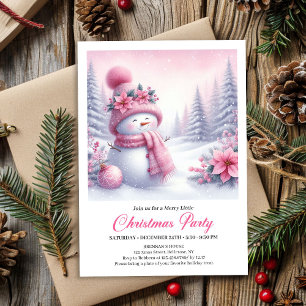 Invitation Fairy Tale Bonhomme de Neige Rose Éditable Noël En