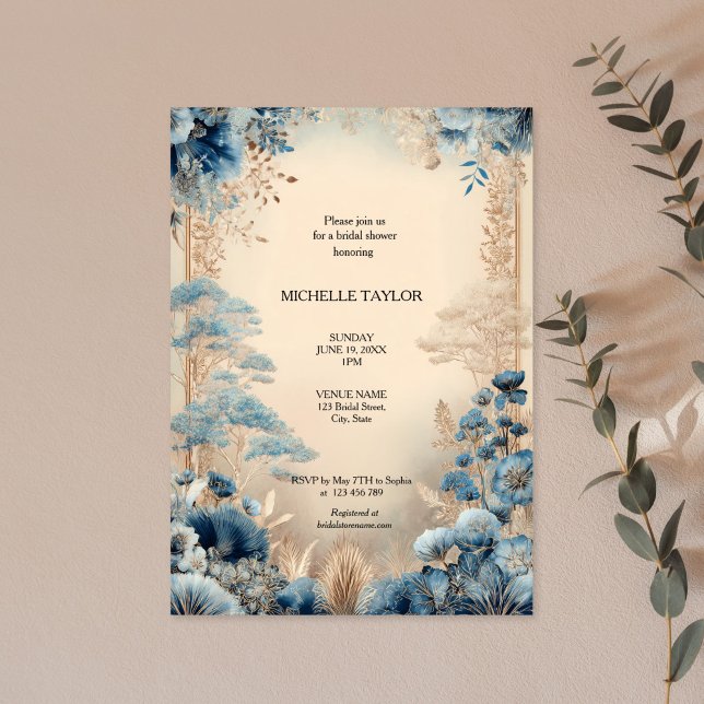 Invitation Fairy Tale Enchanted Forest Lotus Floral Bridal (blue enchanted forest bridal shower invitation)