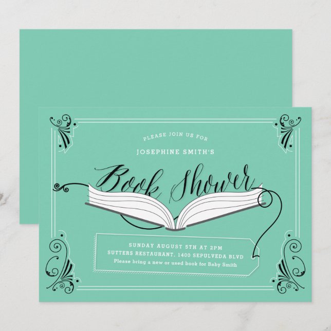 Invitation Fairy Tale Mint Green Genre Neutre Livre Douche (Devant / Derrière)