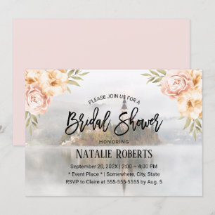 Invitation Fairy Tale Misty Lake Vintage Floral Fête des mari