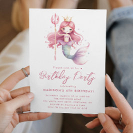 Invitation Fairy Tale Petite Sirène rose Anniversaire