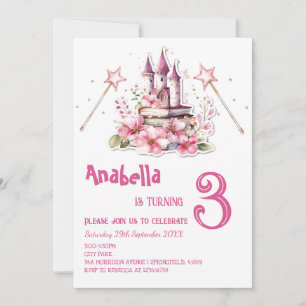 Invitation Fairy Tale Pink Anniversaire de enfant Party