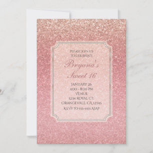 Invitation Fairy Tale Rose Parties scintillant Sweet 16 Invit