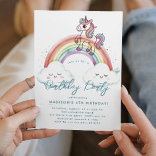 Invitation Fairy Tale Unicorne et Rainbow Birthday Party
