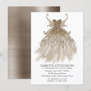 Invitation Fairy Wing Taupe Gown   Fleur de Champagne Élégant