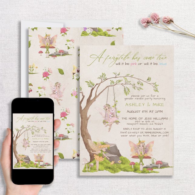 Invitation Fairy Woodland Baby Genre Reveal Douche (Créateur téléchargé)