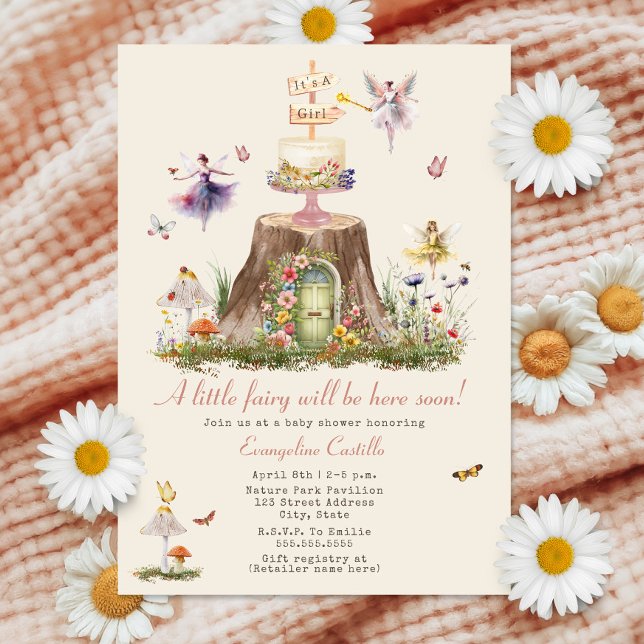 Invitation Fairy Woodland Baby shower fille (Créateur téléchargé)