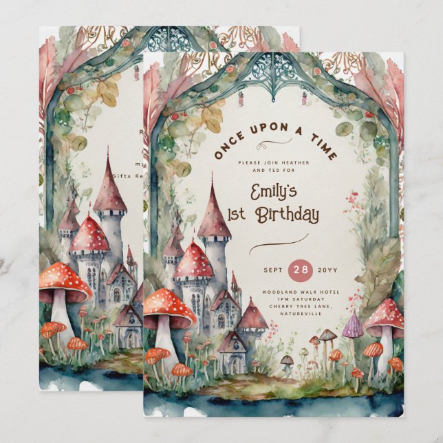 INVITATION FAIRYCORE FAIRYTALE BABYSHOWER 1ER ANNIVERSAIRE TO (Devant / Derrière)
