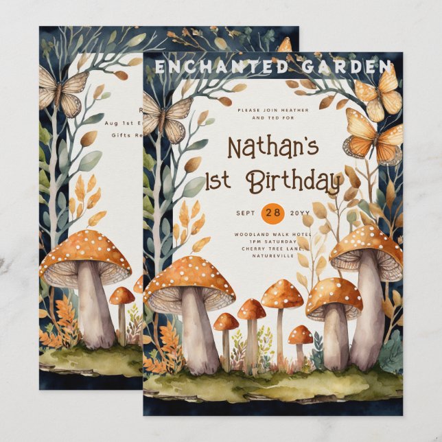 INVITATION FAIRYCORE NATURE BABYSHOWER 1ER ANNIVERSAIRE TOUT  (Devant / Derrière)