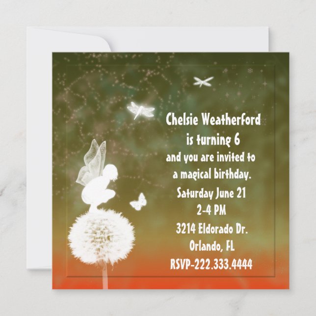 Invitation Fairy's Fairy Birthday Party (Devant)