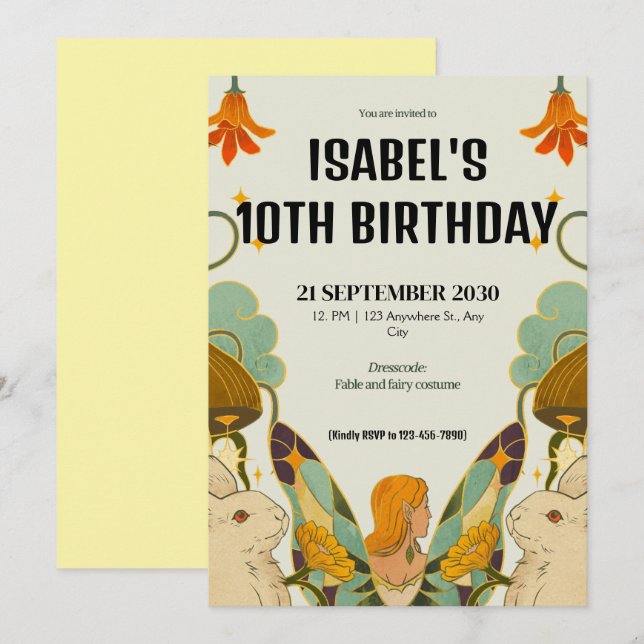 Invitation Fairytale Anniversaire (Devant / Derrière)