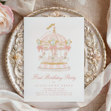 Fairytale Blush Rose Girl Carousel fête d'annivers
