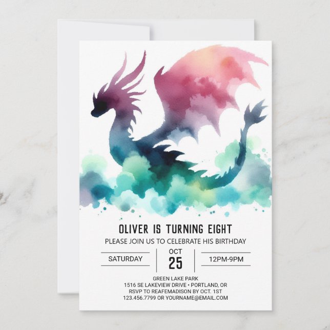 Invitation Fairytale Dragon Anniversaire Imprimable (Devant)