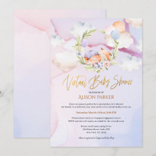 Invitation Fairytale Fox Pink Sky Dream   Baby shower virtuel