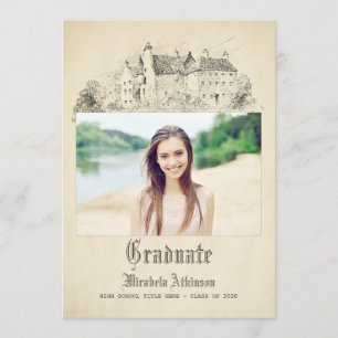 Invitation Fairytale Old Vintage Castle Graduation Party