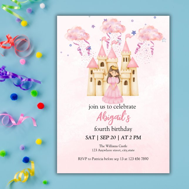 Invitation Fairytale Pink Castle Princess All Ages Birthday (Créateur téléchargé)