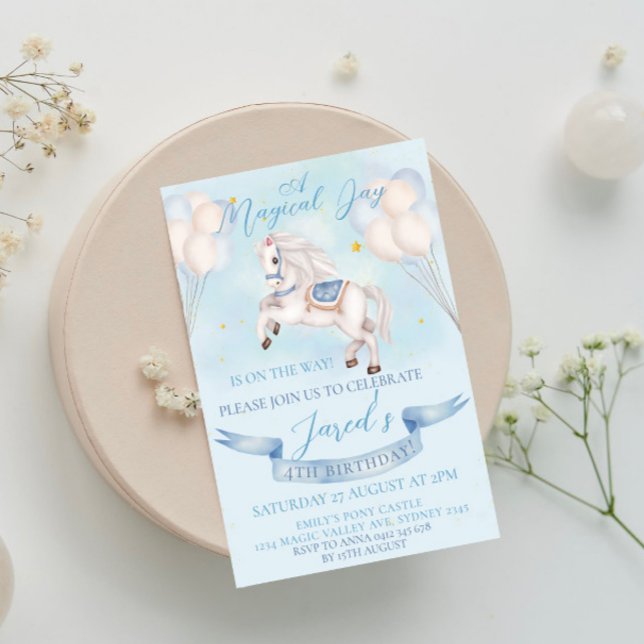 Invitation Fairytale Pony Star Balloon 1er Anniversaire (Créateur téléchargé)