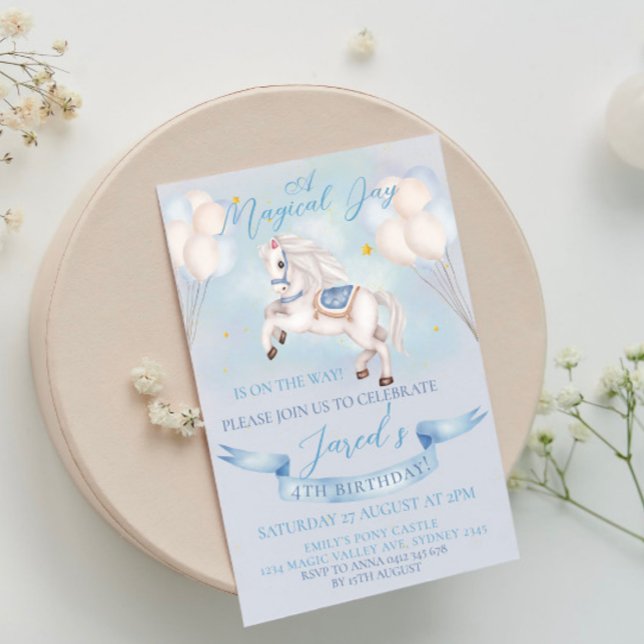 Invitation Fairytale Pony Star Balloon 1st Birthday Boy Party (For special occasions with love)