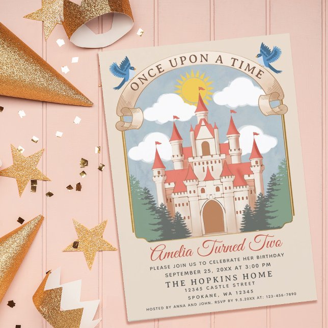 Invitation Fairytale Princess Castle Girls Anniversaire (Cover Page background provided by Freepik)