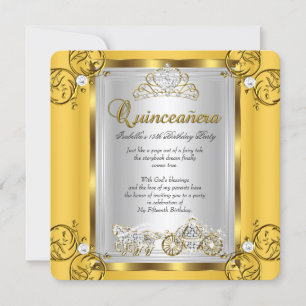 Invitation Fairytale Quinceanera 15e anniversaire Jaune Or