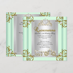 Invitation Fairytale Quinceanera 15e anniversaire Mint Green