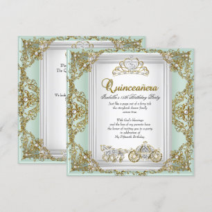 Invitation Fairytale Quinceanera 15e anniversaire Mint Green