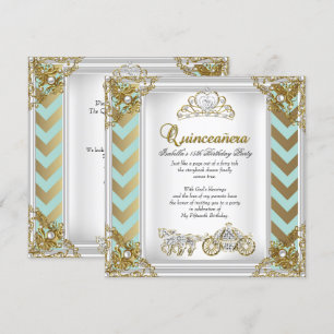 Invitation Fairytale Quinceanera 15e Anniversaire Monnaie Or 