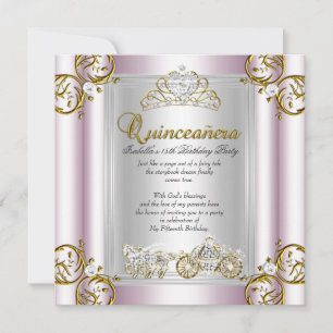 Invitation Fairytale Quinceanera 15e anniversaire Soft Pink