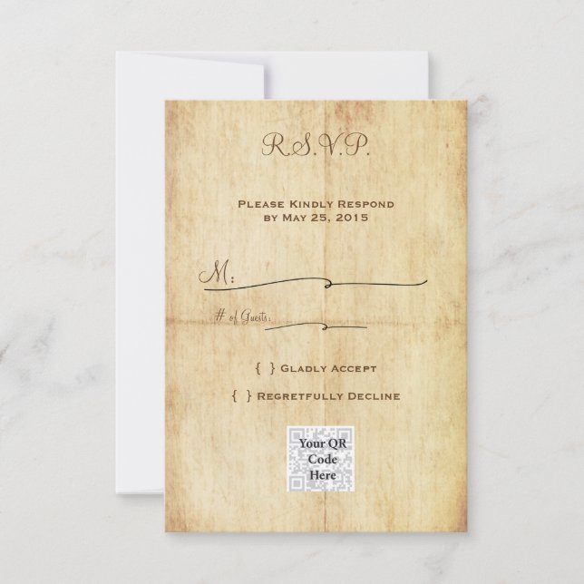 Invitation Fairytale RSVP Portriat WIth QR code - Texte Brown (Devant)