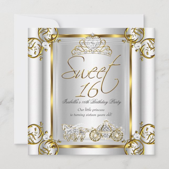 Invitation Fairytale Sweet 16 16e anniversaire Gold Silver 2 (Devant)