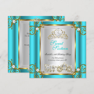 Invitation Fairytale Sweet 16 16e anniversaire Turquoise Turq