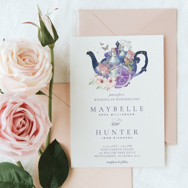 Invitation Fairytale Tea Party Mariage au pays des merveilles (Fairytale Wedding Tea Party in Wonderland Invitation)