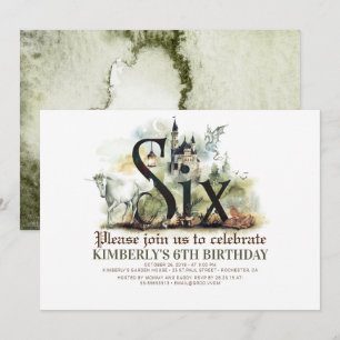 Invitation Fairytale Unicorn Dragon Magic Castle 6 Anniversai