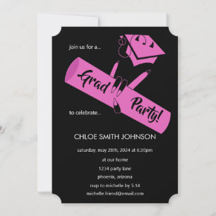 Invitation Fais la fête ! Rose