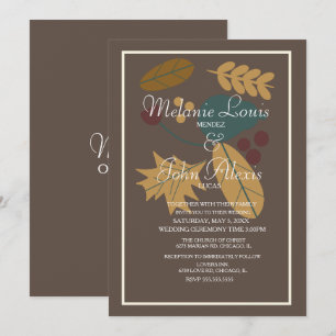 Invitation Faisceau de feuilles d'automne en vert rustique d'