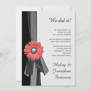 Invitation Faisceau rose noir blanc Damas Réception uniquemen