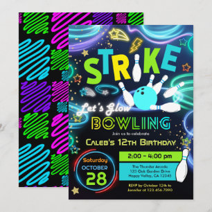Invitation Faisons Briller Bowling Anniversaire Enfant Fête C