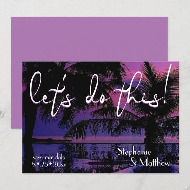 Invitation Faisons cette palme tropicale Sauvez la date (Devant / Derrière)