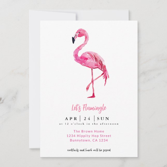 Invitation Faisons des Cocktails Flamingo Flamingle (Devant)