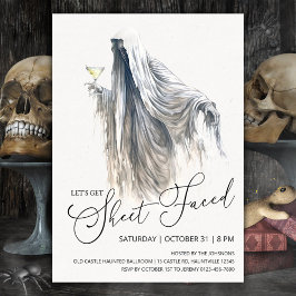 Invitation Faisons face à la feuille, Ghost Martini Halloween