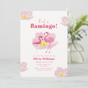 Invitation Faisons Fête au Flamant Rose pour une Baby Shower