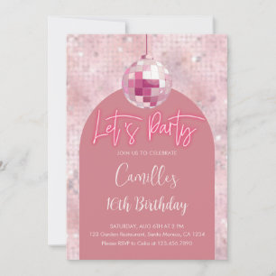 Invitation Faisons la fête Anniversaire Boule à Facettes