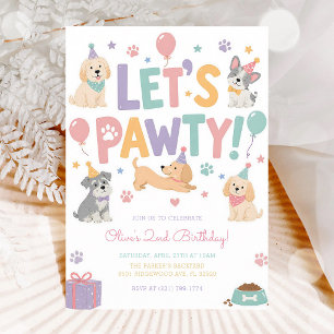 Invitation Faisons la Fête Anniversaire Chienne Fille