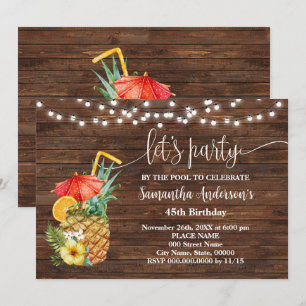 Invitation Faisons la fête au bord de la piscine Adultes Anni
