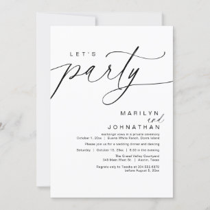 Invitation Faisons la fête avec joie après le dîner Mariage