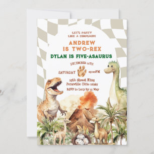 Invitation Faisons la fête comme les frères Dinosaur Annivers